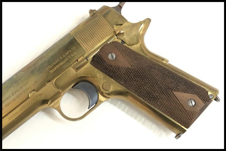 万両 ガバメントM1911A1 無稼動文鎮 希少 ステンレスM1911無可動文鎮銃口閉鎖済合法黄色セール中即購入可