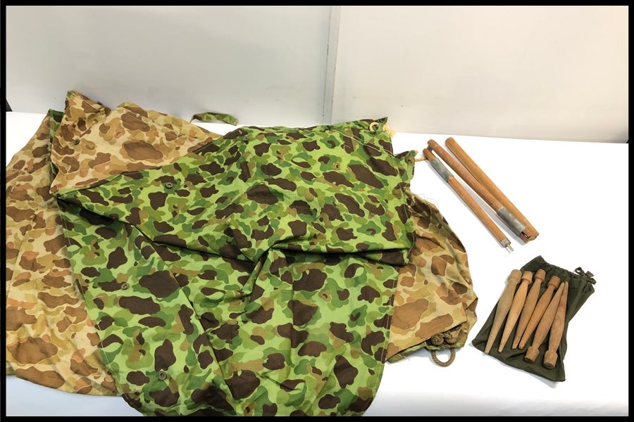 東京)米軍実物 シェルターハーフテント ダックハンターカモ 1944 WWII