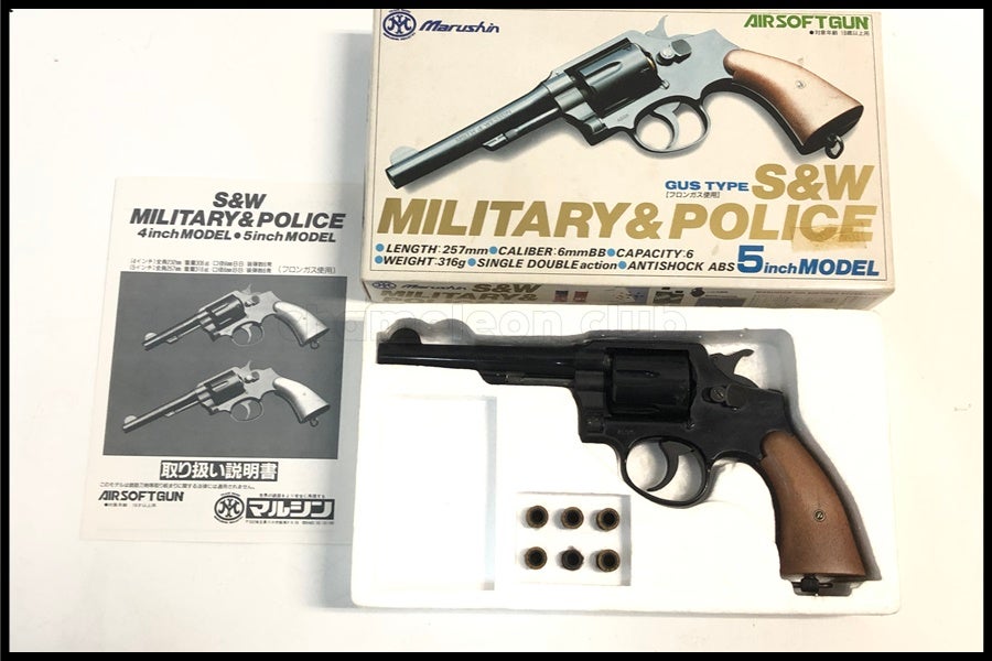 東京)マルシン S&W ミリタリー&ポリス 5インチ ABS ガスリボルバー 現状品