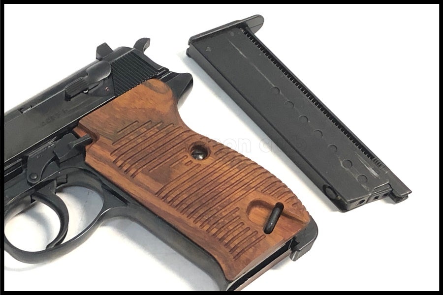 最終特価 美品 マルゼン ワルサー Ｐ38 木製グリップ付き ブローバック 東京)マルゼン ワルサーP38 ブラックメタル ガスブローバック 木製グリップ