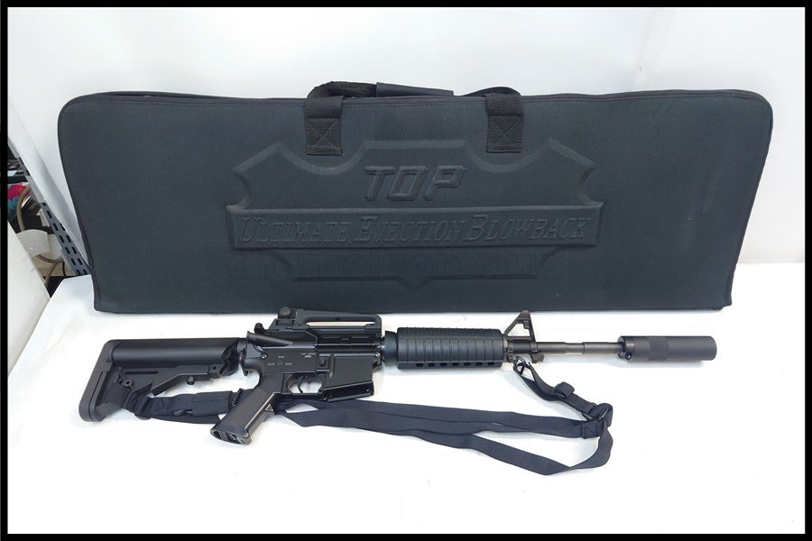 M4カービン 電動ガン ブラック　ジャンク品 東京)TOP M4 カービン EBB カート式電動ガン ジャンク品